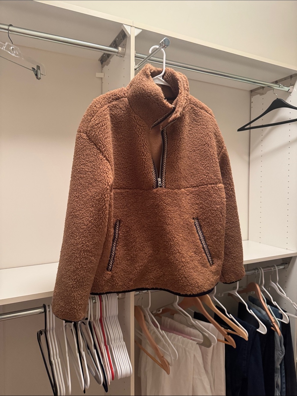 UGG Men's Brown Sherpa Half-Zip Pullover Jacket